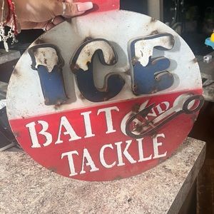 ICE Bait and Tackle metal vintage sign !